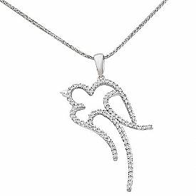0.46 CT Round Diamond Fancy Flying Bird Pendant 14k W Gold