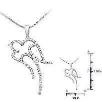 0.46 CT Round Diamond Fancy Flying Bird Pendant 14k W Gold