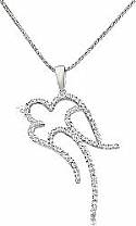 0.46 CT Round Diamond Fancy Flying Bird Pendant 14k W Gold