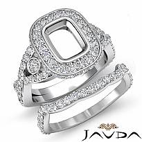 2.1 Ct Cushion Diamond Engagement Pave Ring Bridal Sets 14k White Gold Setting