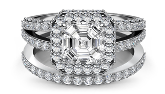 asscher bridal sets ring