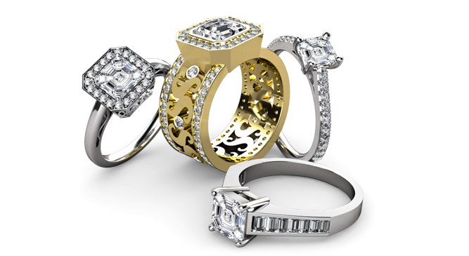 asscher diamond engagement rings