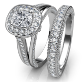 cushion bridal sets ring