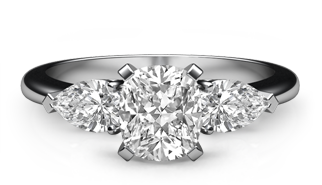 cushion classic three stone ring