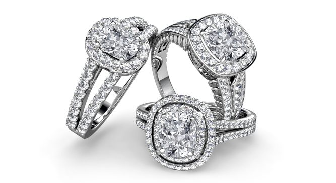 cushion diamond engagement rings