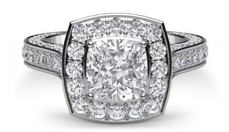 cushion halo sidestone ring