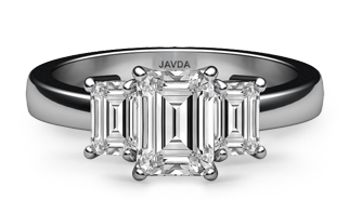 emerald classic three stone ring