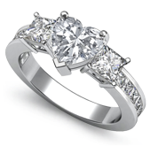 heart 3 stone with side accents ring