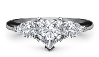 heart classic three stone ring