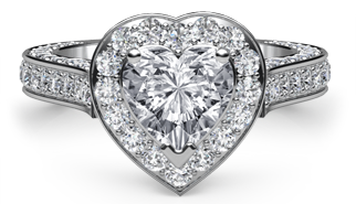 heart halo sidestone ring