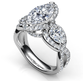 marquise 3 stone with side accents ring