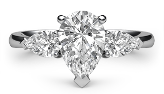 pear classic three stone ring