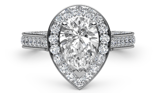 pear halo sidestone ring
