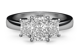 radiant classic three stone ring