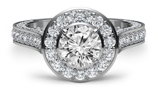 round halo sidestone ring