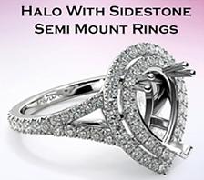 halo with sidestone semi mount rings