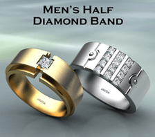 mens half diamond band