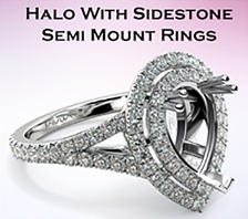 halo with sidestone semi mount rings halo with sidestone semi mount rings