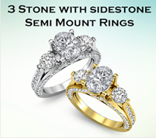 3 stone with sidestone semi mount rings