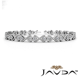 0.87ct prong set round diamond heart line bracelet 7 inch length 14k white gold