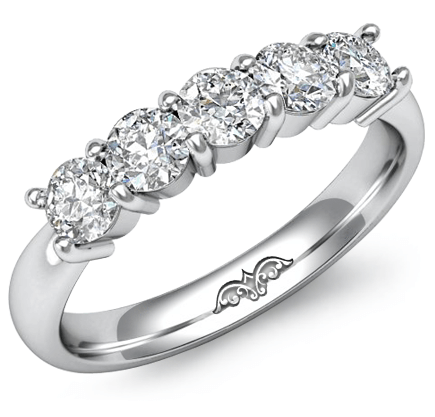 5 stone round prong diamond women’s half wedding band 5 stone round prong diamond women’s half wedding band
