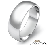 7mm 14k white gold simple mens wedding solid band dome plain ring