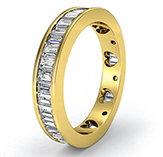 baguette diamond women's wedding ring heart eternity band 18k gold 
