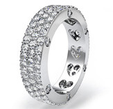 bezel pave 3row round diamond ring womens eternity wedding band 14k wgold