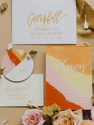 color blocking invitation cards