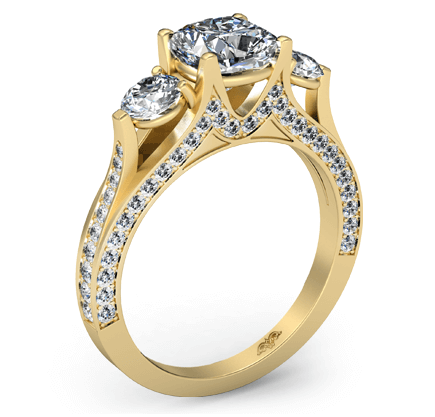 cushion diamond engagement ring 14k yellow gold 2.2 ctw