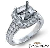 diamond engagement cushion semi mount 14k white gold halo milgrain ring 0.80ct