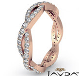 eternity wedding band women's ring 14k rose gold round shape pave diamond