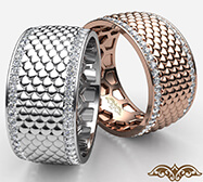 fish scale pattern diamond eternity band for groom in 14k gold
