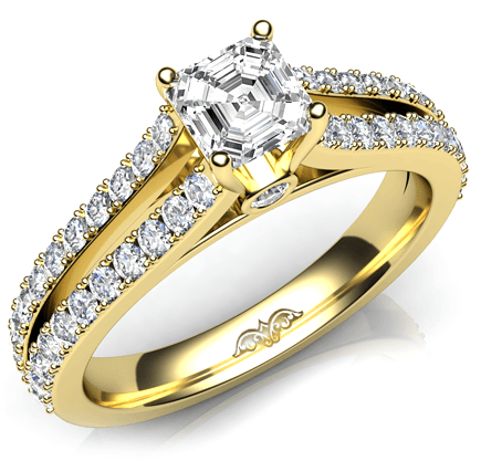 french split shank bezel asscher diamond engagement ring 14k yellow gold 1.55 ct. wt