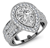 halo bezel 3 row shank pear diamond engagement ring 14k white gold 2.5ctw