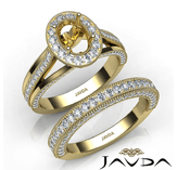 pave diamond engagement ring bridal sets 14k gold oval semi mount 1.7ct.tw