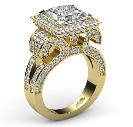 princess diamond engagement ring 14k yellow gold 3.21 ct. wt