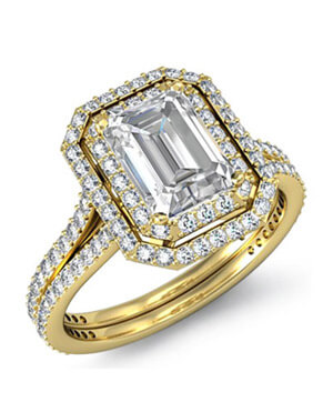 yellow gold halo engagement ring