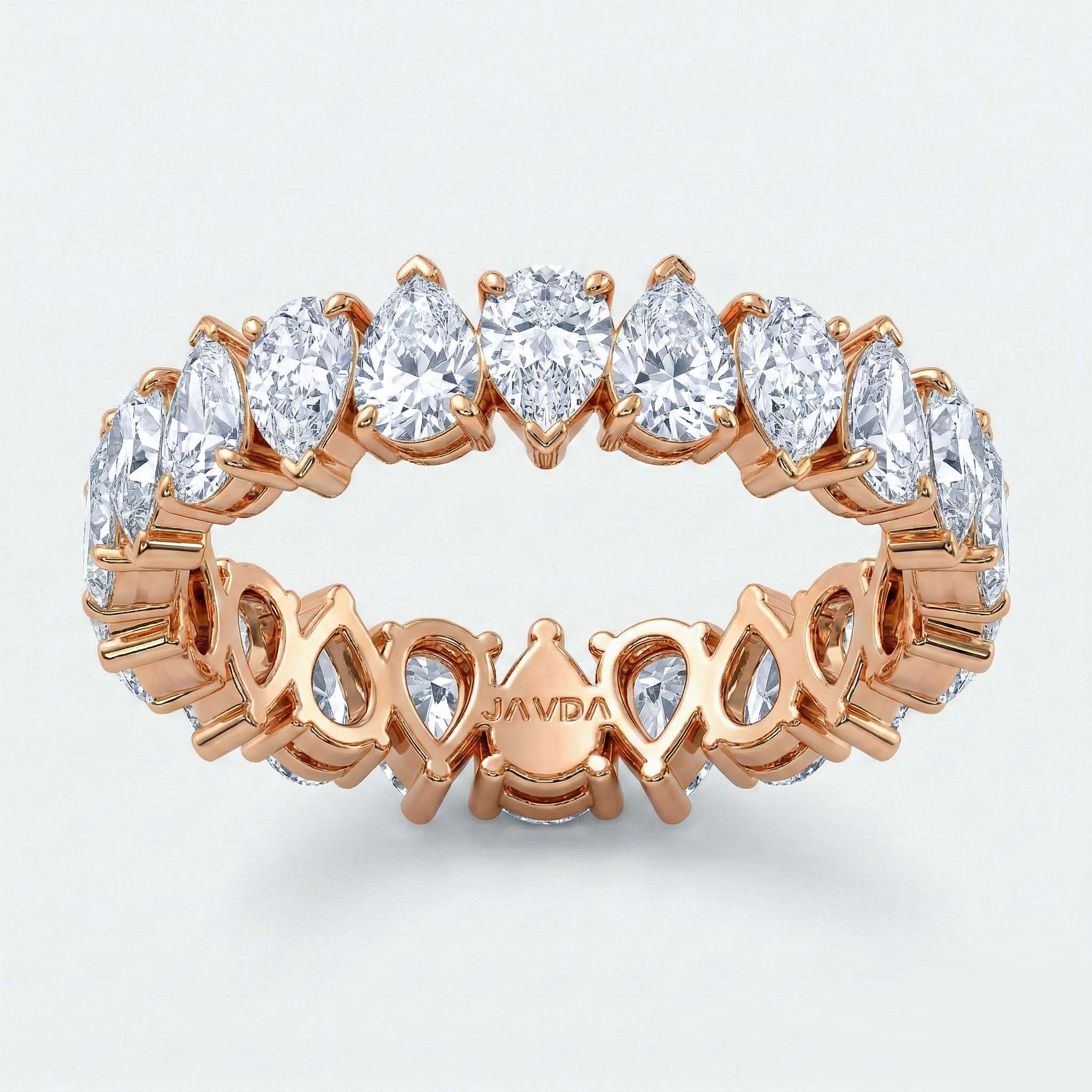 Pear Diamond Prong Set Eternity Women's Wedding Band Ring 14k Rose Gold ...