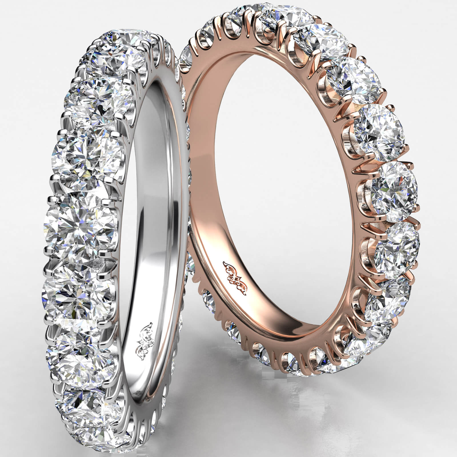 U Split Pave Women's Diamond Eternity Wedding Band 14k Rose Gold (2Ct. tw.)