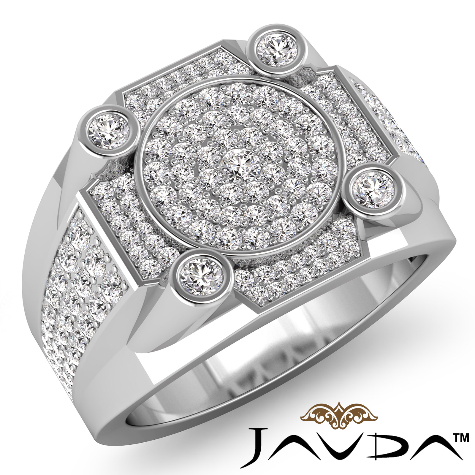Men's 6ct Iced out Diamond Solitaire w Micro Pave setting Ring Solid 925  #2-02