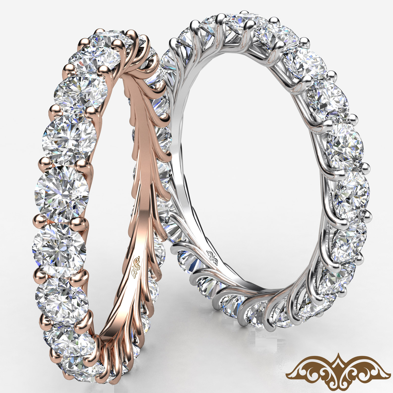 Shared Prong Round Diamond Eternity Women's Wedding Band 18k Rose Gold ...
