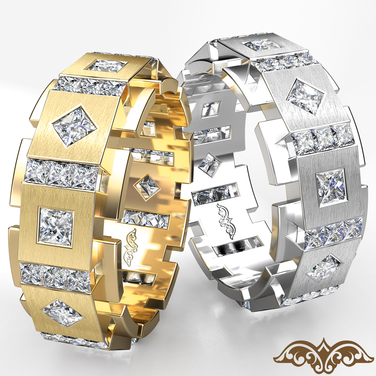 DIAMOND WEDDING BAND RING SZ 10.5 MENS OR WOMENS eternity TITANIUM LCS GIFT 