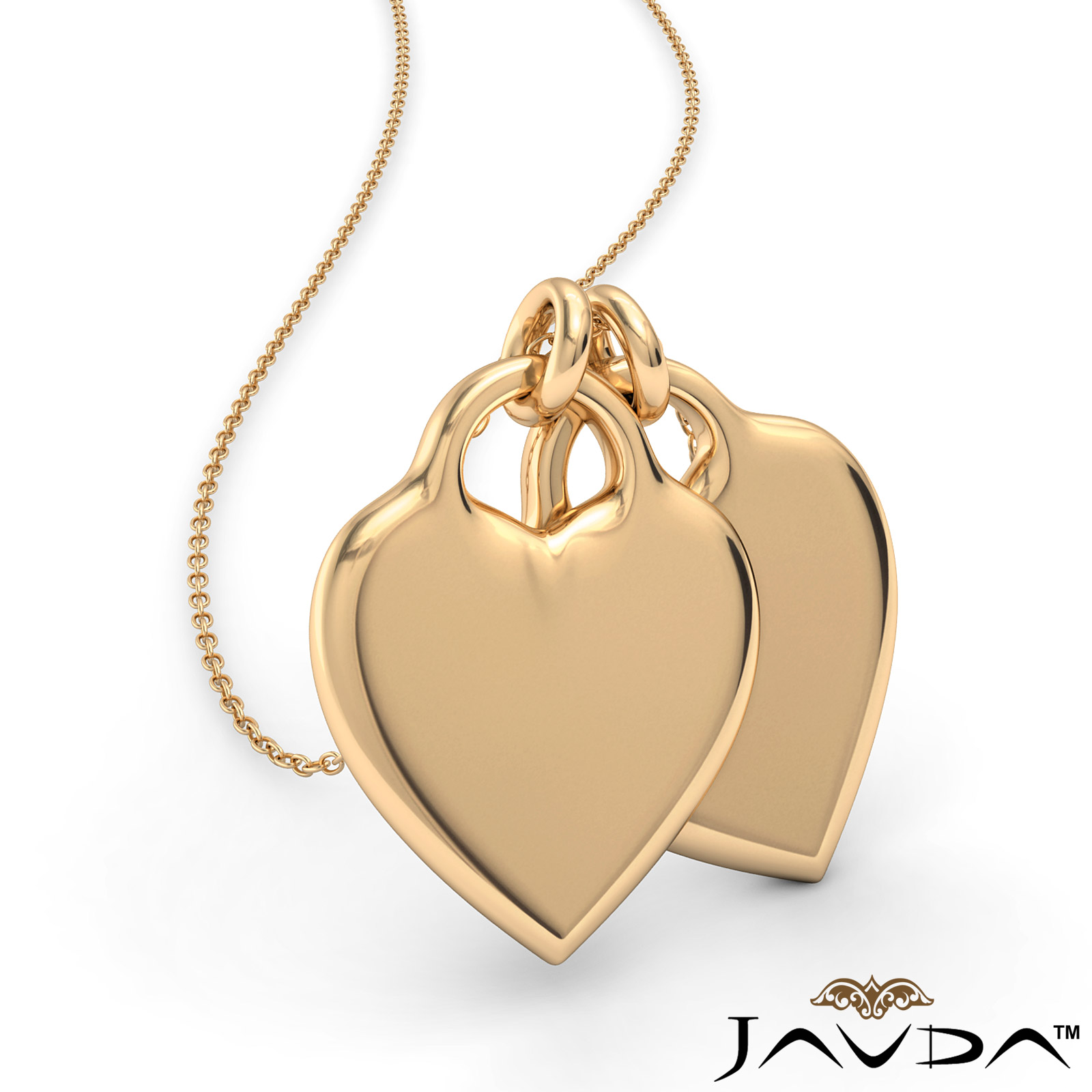 14K Yellow Gold Double Heart Charm