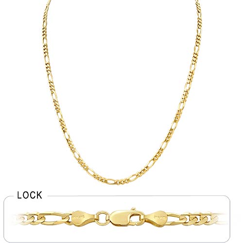 7mm 14K-18K White Gold Men's Figaro Link Chain Necklace 18-30in | GoldenMine