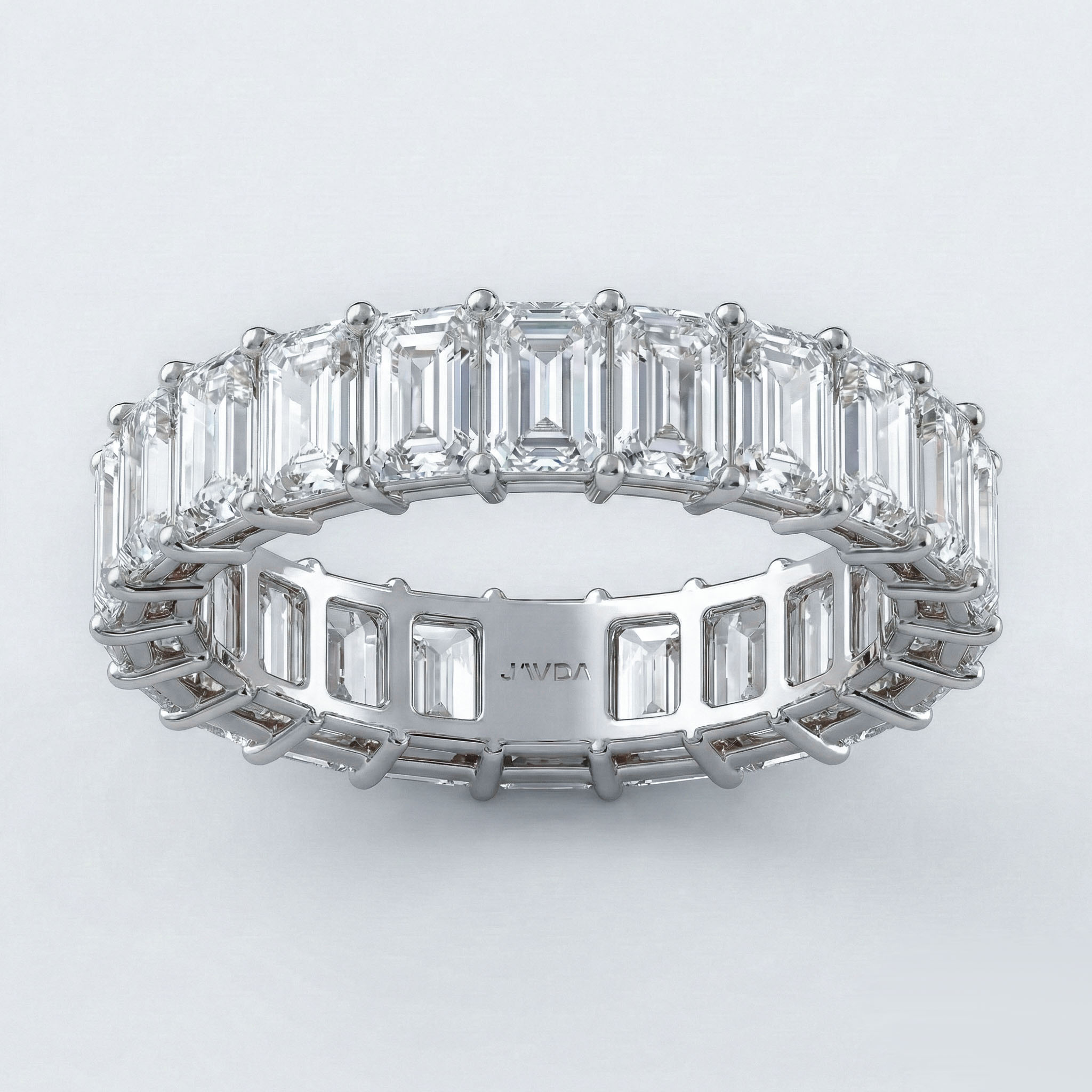 Shared Prong Emerald Lab Grown Diamond Eternity Wedding Band Platinum ...