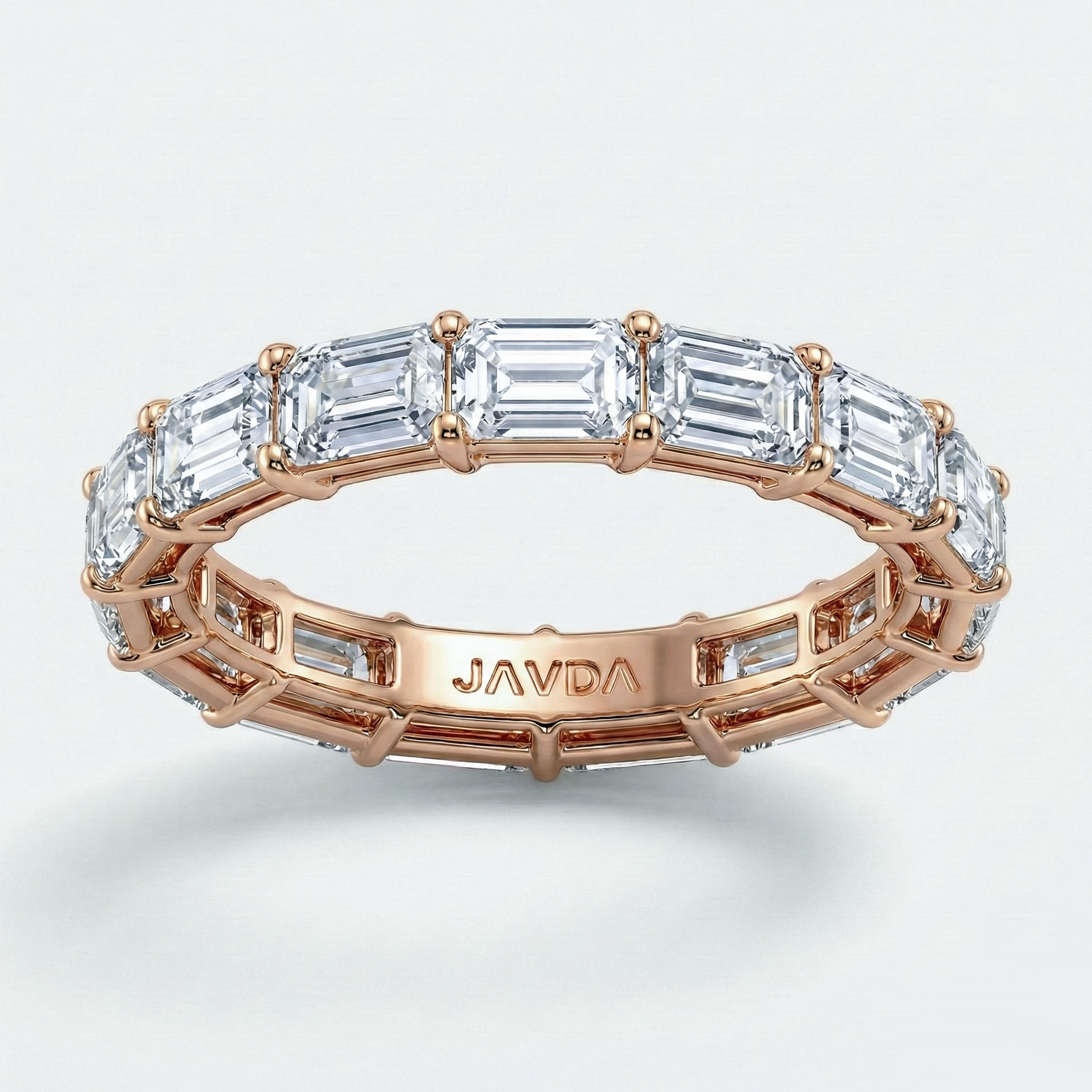 Emerald Lab-Grown Diamond Shared Prong Women's Eternity Ring 14k Rose ...