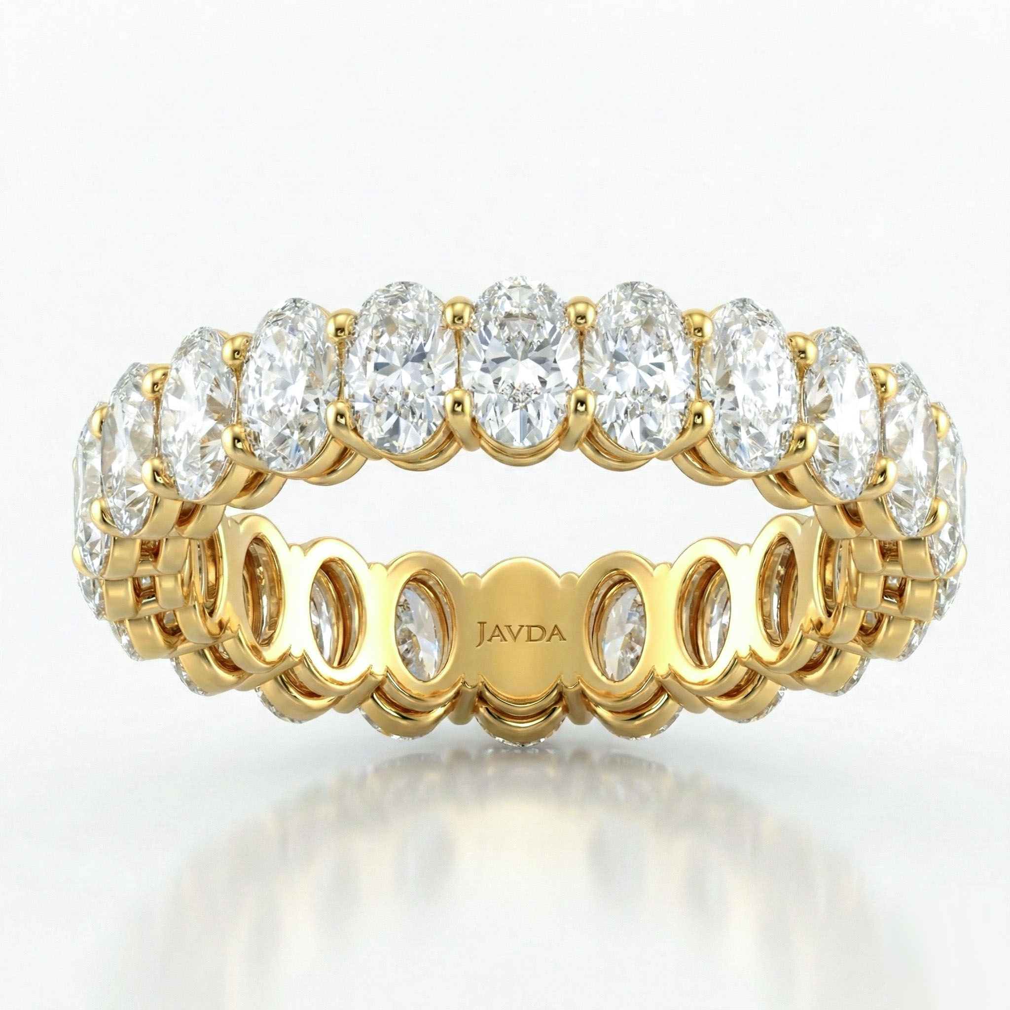 Shared Prong Oval Lab Grown Diamond Eternity Wedding Band 14k Gold (3 ...