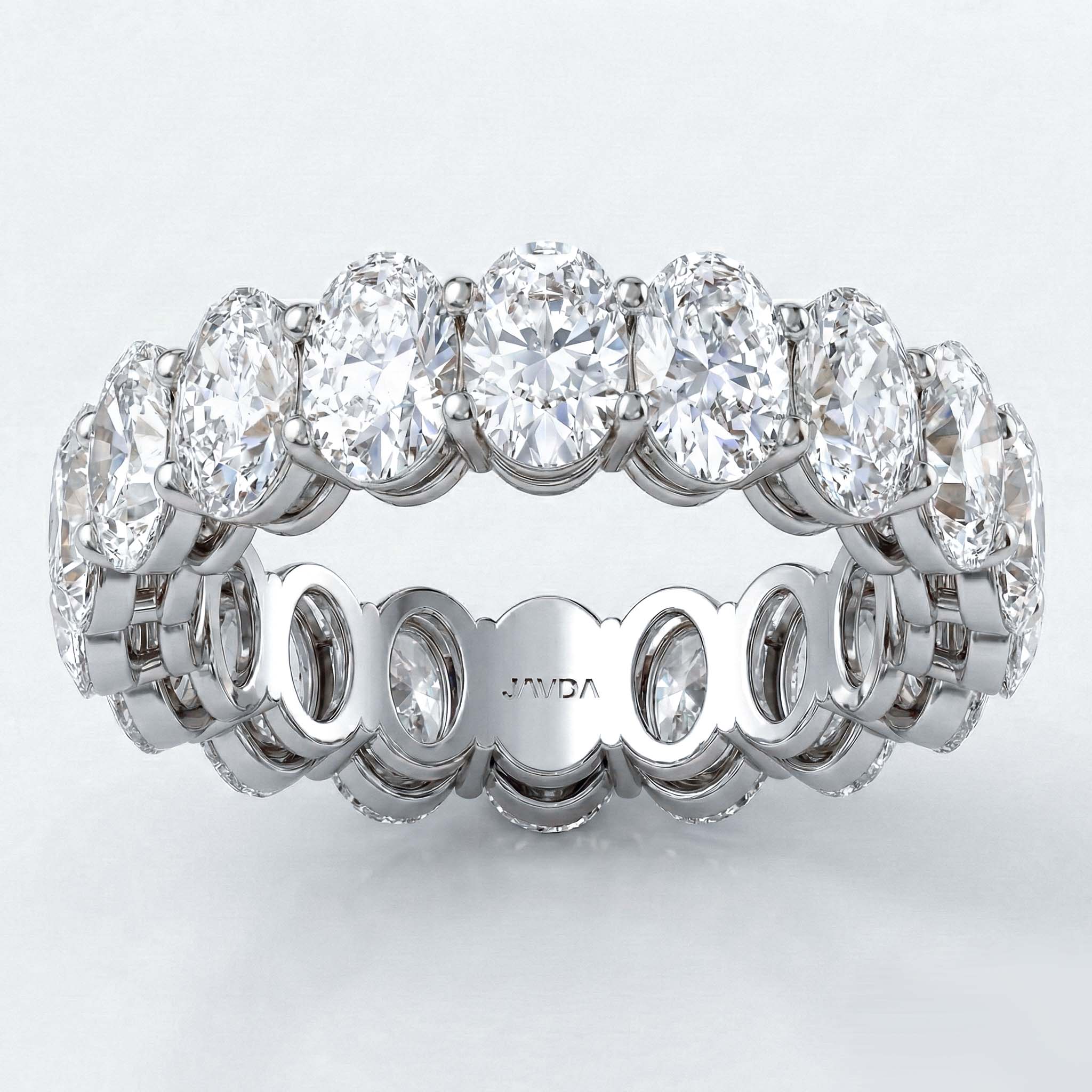 Women's Prong Set Oval Lab Grown Diamond Eternity Wedding Band 14k Gold ...
