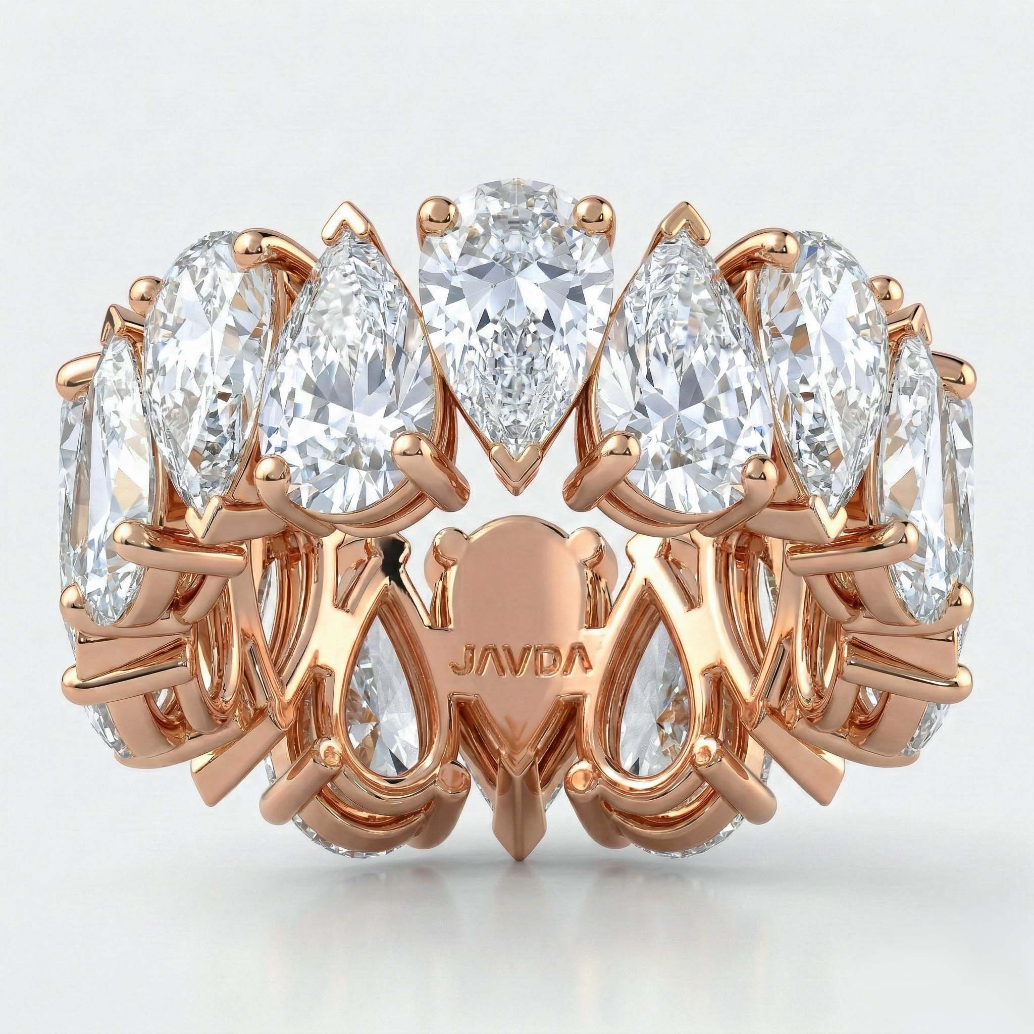 Women's Eternity Prong Set Pear Lab-Grown Diamond Wedding Band 14k Rose ...
